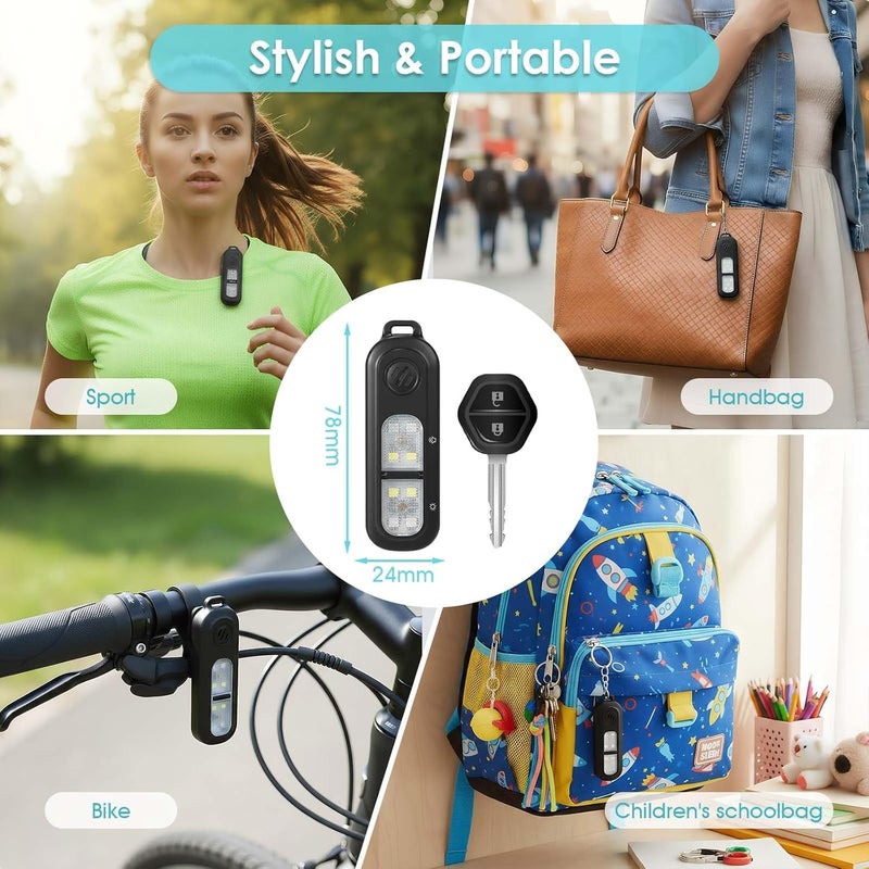 cjc Rechargeable Personal Safety Alarm for Women,130DB Self Defense Keychain Alarms with Strobe Light & LED Flashlight, Bear Alarm Deterrent, Clip-On Emergency Safety Siren for Night Runners Kid, Black - Image 5